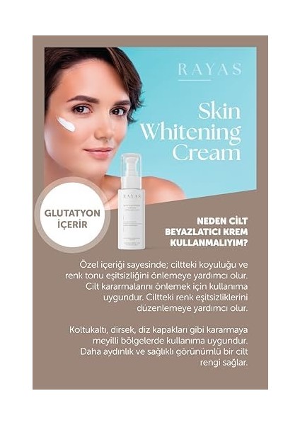 Rayas Cilt Beyazlatıcı Aydınlatıcı Glutatyonlu Leke Karşıtı Krem Kolajen, Niacinamide & Kojik Asitli 50 ml fiyatları