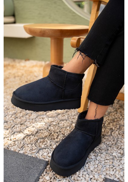 Caty Siyah Süet Kalın Tabanlı Kürklü Bot modelleri