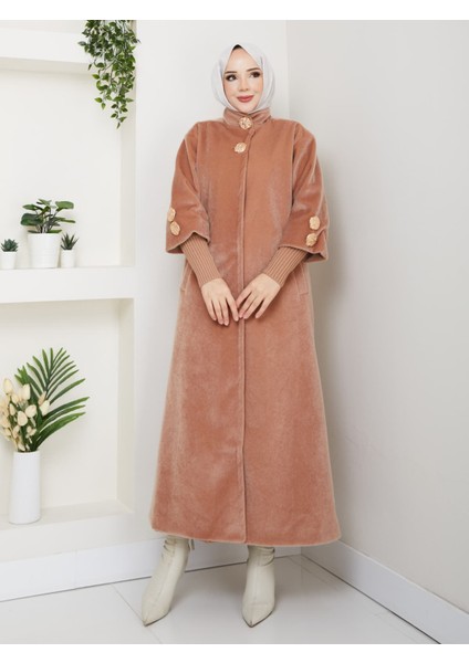 Hakim Yaka Kol Ribanalı Gizli Düğmeli Fok Kumaş Şık Kaban fırsatları