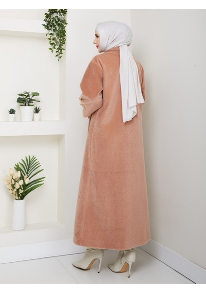 Hakim Yaka Kol Ribanalı Gizli Düğmeli Fok Kumaş Şık Kaban