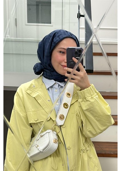 Çiçek Desen Jakar Italyan Ipekli Şal Lacivert fiyatları