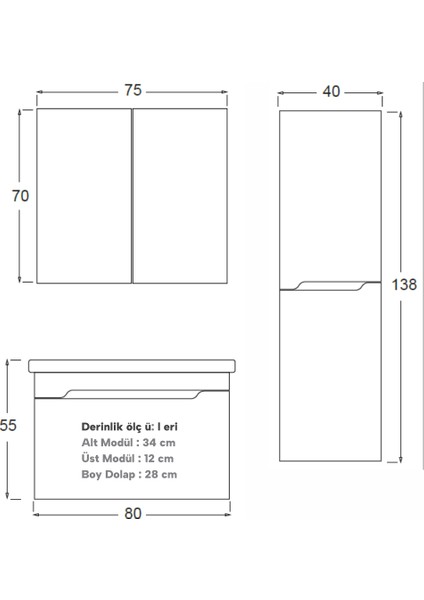 Mılano Banyo Dolabı 80 cm (Boy Dolabı Dahil Değildir.) fırsatları