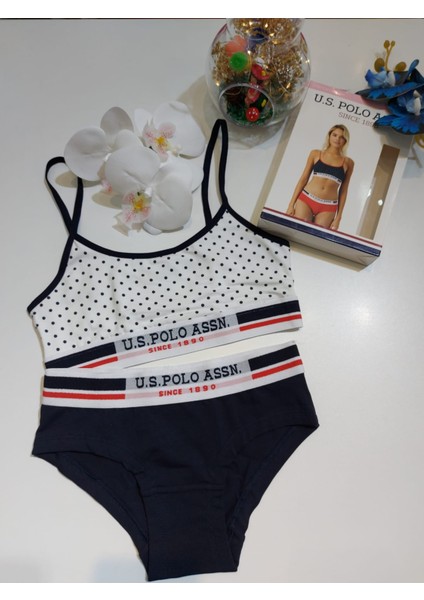 Us Polo Assn Kadın Büstiyer Slip Takım 66252 Beyaz modelleri