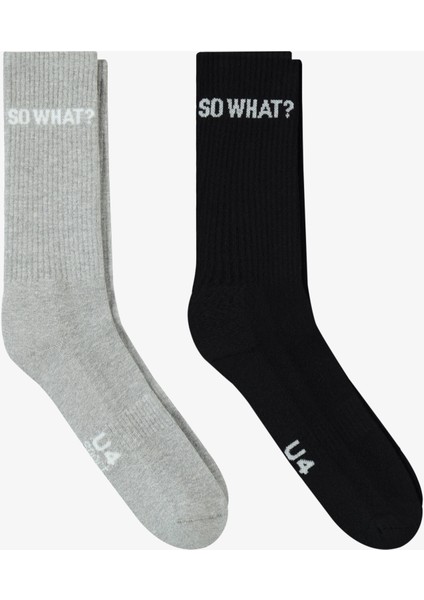 Unıted4 Core Erkek Gri/siyah 2'li Çorap