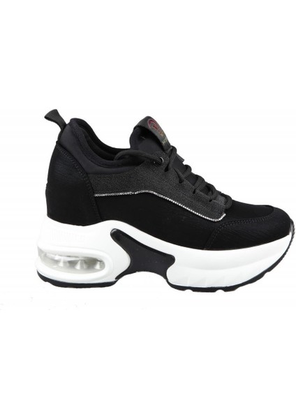 24K300-2 Dolgu Topuk Siyah Kadın Sneakers