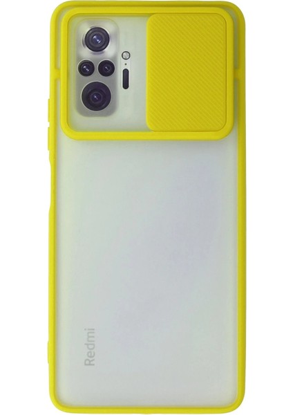 Redmi Note 10 Kılıf Palm Buzlu Kamera Sürgülü Silikon - SARI-(5796)