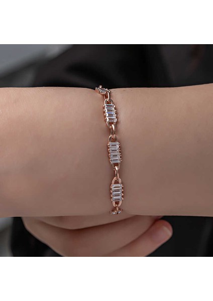 Gümüş Rose Baget Taşlı Kadın Bileklik modelleri