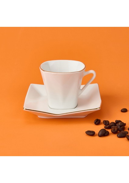 Menekşe 12 Parça Porselen Kahve Fincan Takımı - Beyaz - 80 ml fiyatları
