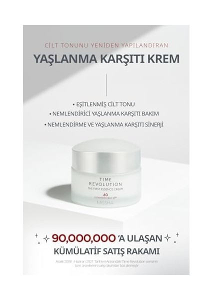 Mıssha Ton Eşitleyici & Yaşlanma Karşıtı Bakım Kremi Time Revolution The First Essence Cream fiyatları