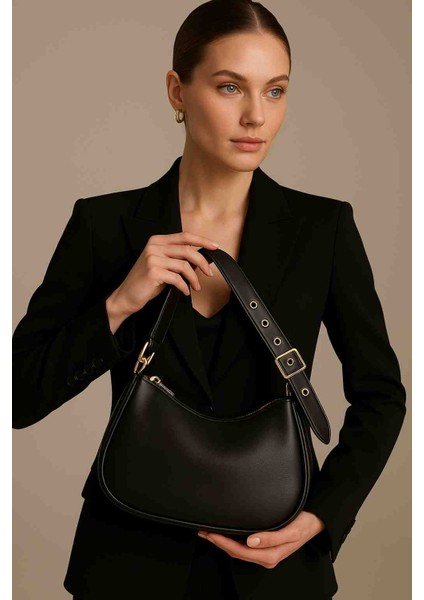 Kadın Suni Deri Siyah Omuz Çantası