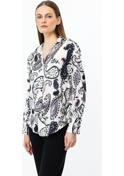 54407 Onteks Desenli Saten Gömlek modelleri