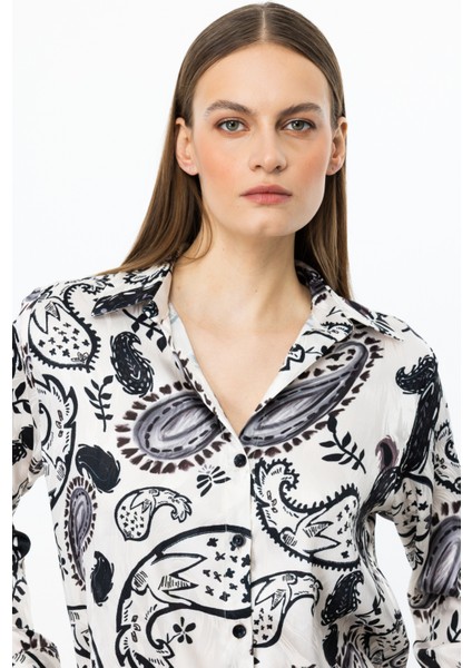 54407 Onteks Desenli Saten Gömlek indirimleri