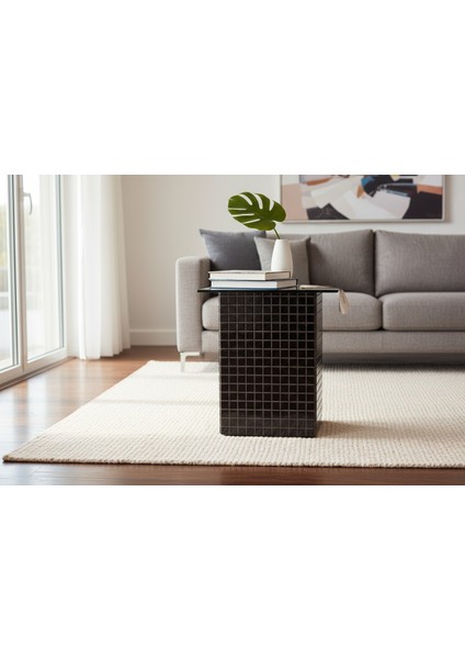 El Yapımı Siyah Mozaik Kaplamalı Cam Üst Sehpa – Modern & Şık Yan Sehpa Tasarımı (26 x 45) indirimleri