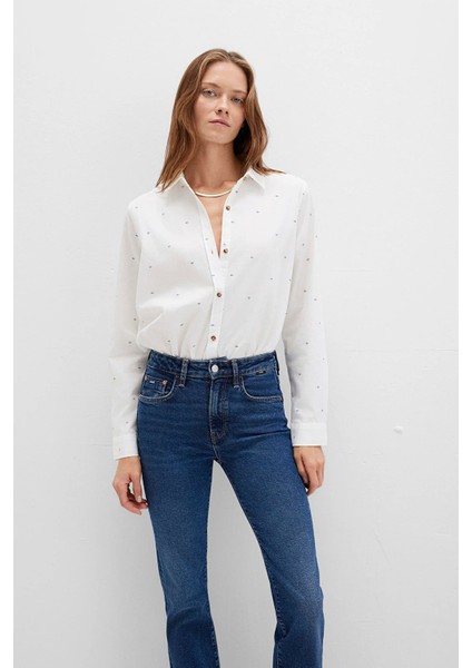 Kadın Baskılı Beyaz Gömlek 1211386-91353 fiyatları