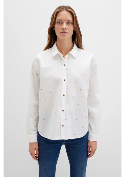 Kadın Baskılı Beyaz Gömlek 1211386-91353 modelleri