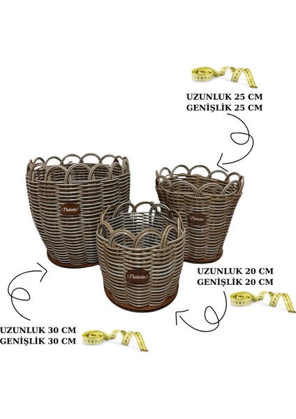 Raddancore Premium Üçlü Patateslik/patates Sepeti Seti