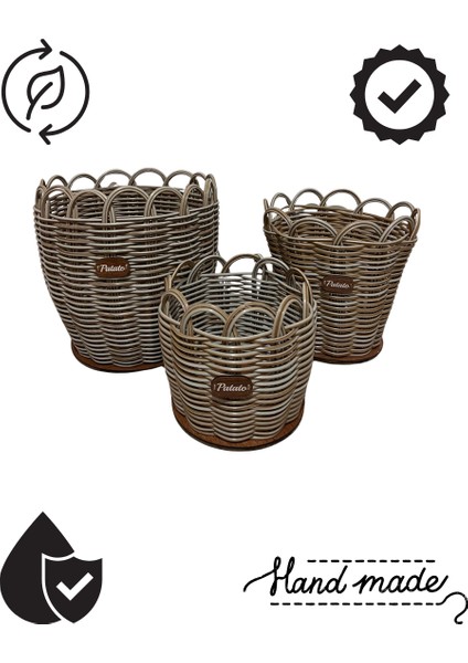 Raddancore Premium Üçlü Patateslik/patates Sepeti Seti