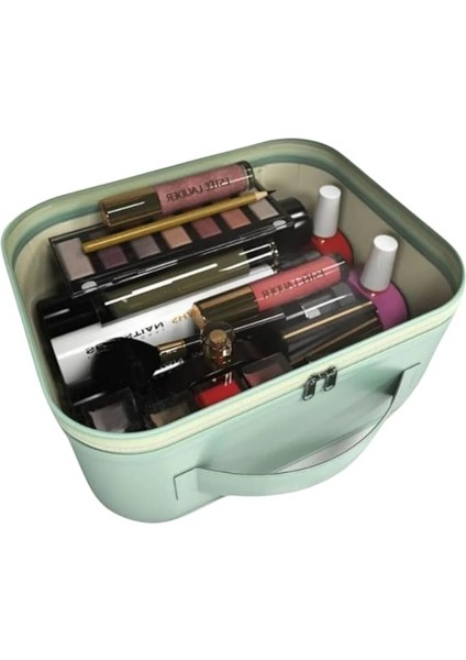 Şeffaf Makyaj Çantası - Makyaj Malzemesi Düzenleyici, Sütyen ve Iç Çamaşır Organizeri, Kozmetik Malzemesi Saklama Çantası (Yeşil)