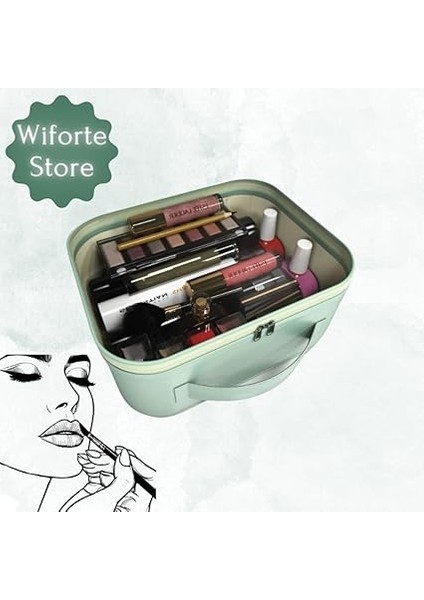Şeffaf Makyaj Çantası - Makyaj Malzemesi Düzenleyici, Sütyen ve Iç Çamaşır Organizeri, Kozmetik Malzemesi Saklama Çantası (Yeşil) fırsatları