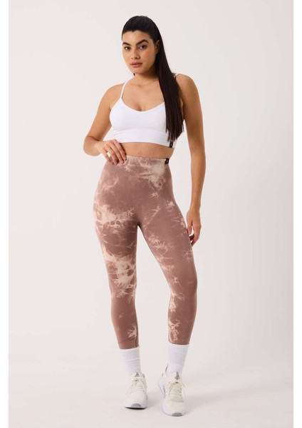 Spor Tayt Batik Desenli Dikişsiz Esnek ve Toparlayıcı Push Up Kadın Tayt indirimleri