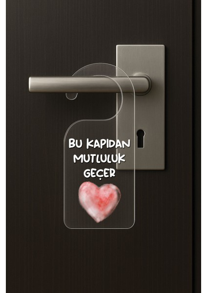 Baskılı Otel Oda Ev Daire Yatak Çocuk Odası Için Desenli Kapı Kolu Askısı Mutluluk