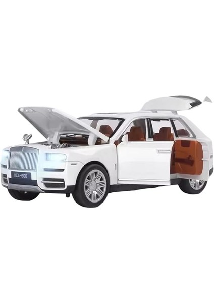 Metal Buhar Atan LED Işıklı Ses Efektli 1:22 Ölçek Rolls Royce Model Jip Araba Diecast Koleksiyonluk Hediyelik Çık Bırak (Beyaz)