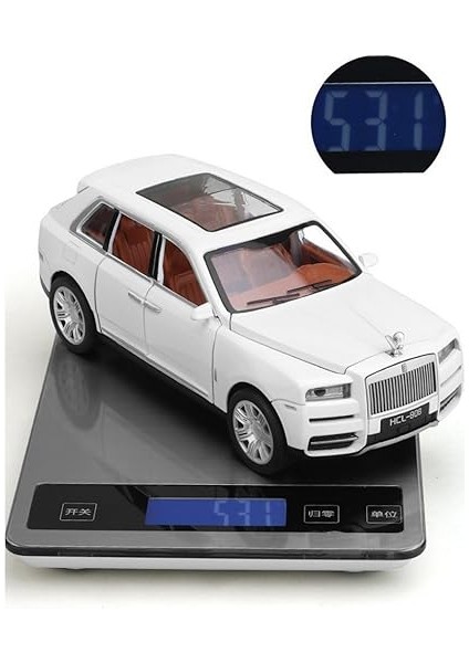 Metal Buhar Atan LED Işıklı Ses Efektli 1:22 Ölçek Rolls Royce Model Jip Araba Diecast Koleksiyonluk Hediyelik Çık Bırak (Beyaz) modelleri