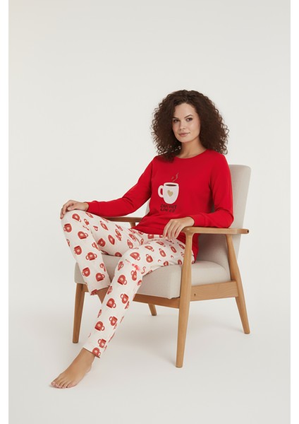 Luxury Thermal Coffee Lover Kadın Kışlık Uzun Kollu Polar Pijama Takımı – 42048 modelleri