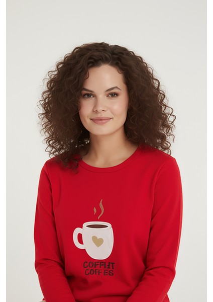 Luxury Thermal Coffee Lover Kadın Kışlık Uzun Kollu Polar Pijama Takımı – 42048 fırsatları