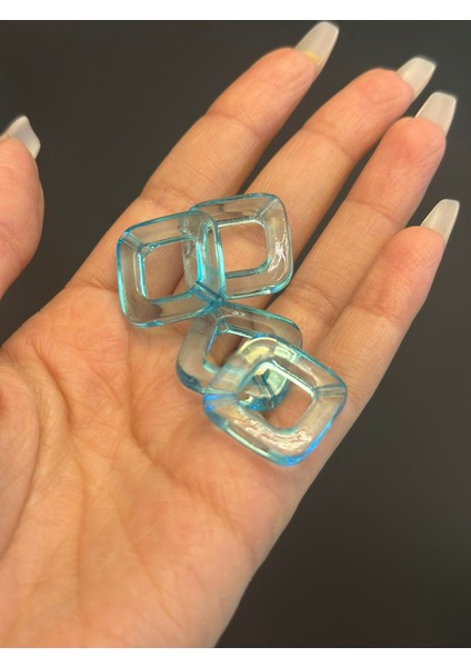 30 Adet 2 cm Delikli Mavı Plastik Kare Takı Boncuğu fiyatları