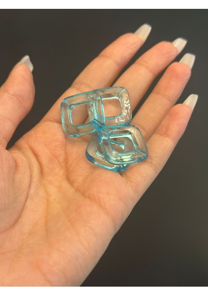 30 Adet 2 cm Delikli Mavı Plastik Kare Takı Boncuğu modelleri