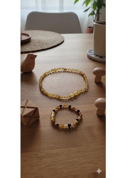 Kehribar Bebek Diş Çıkarma Kolye Bileklik Seti - Doğal Taş, Güvenli Tasarım fiyatları