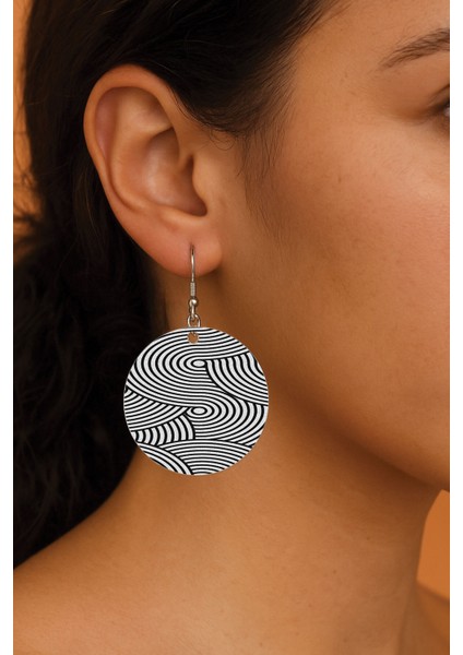 Kadın Küpe Desenli Stilist Kancalı 3.5X5CM Yuvarlak Şeffaf Küpe Biana