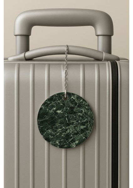 Pleksi Zincirli Bavul Etiketi Seyahat Tatil Için Tasarım Valiz Etiketi Cosmo Mermer
