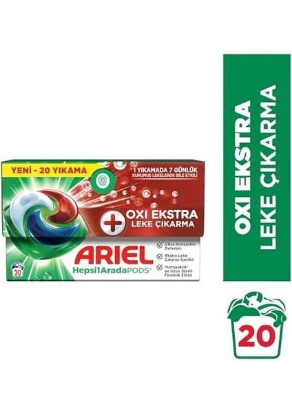 Ariel Pods Kapsül Çamaşır Deterjanı Oxi 20&apos;lu modelleri