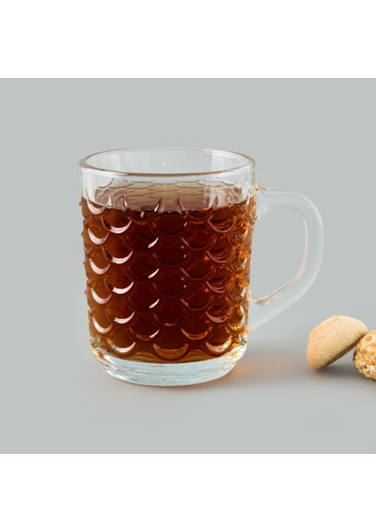 Glass Cam Balık Sırtı Desenli Kupa - Şeffaf - 240 ml fiyatları