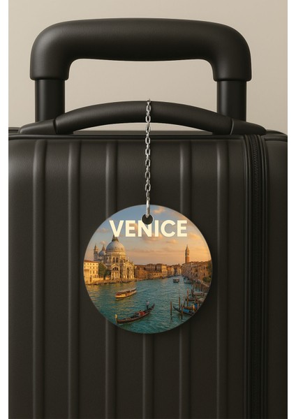 Venedik Desenli Uv Baskılı Pleksi Bavul Etiketi Seyahat Tatil Valiz Etiketi