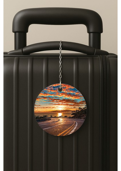 Tatil Yolu Desenli Uv Baskılı Pleksi Bavul Etiketi Seyahat Tatil Valiz Etiketi