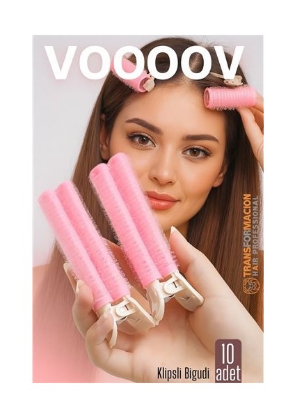 10'lu Klipsli Saç Bigudisi Isısız Doğal Bukle Bigudisi Dipten Hacim ve Perçem Şekillendirme İçin