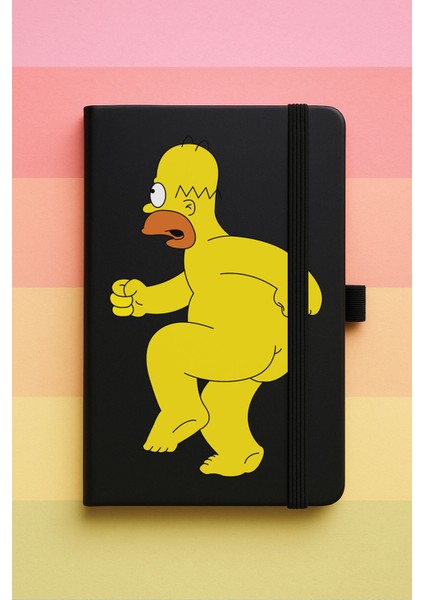 Homersimpson Baskılı Tarihsiz Yuvarlak Köşeli Desenli Uv Termo Defter