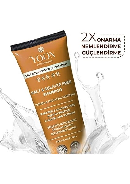 Sülfatsız ve Tuzsuz Şampuan, Kolajen Biotin B7 Içerikli Parabensiz, Güçlendiren Besleyici ve Nemlendirici Vegan Şampuan 250ML fırsatları