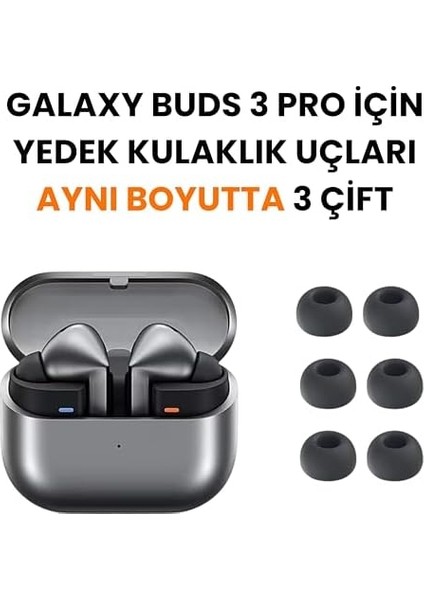 Galaxy Buds 3 Pro Için Yedek Kulaklık Uçları Aynı Boyutta 3 Çift Gürültü Yalıtımı Sağlayan Kulağa Oturan Şarj Kutusuna Uygun Yumuşak Silikonlu Buds 3 Pro Kulaklık Uç Seti (Siyah) modelleri