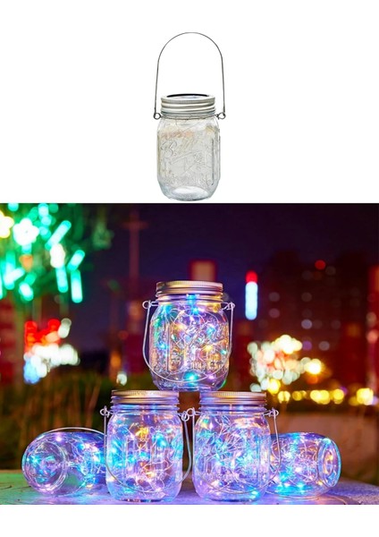 Solar Technology Güneş Enerjili 3W Rgb Çok Renkli Kavanoz LED Asma Aparatlı 20 LED Bahçe, Ağaç, Balkon, Güverte, Yazlık,, Havuz Kenarı Aydınlatması Su Geçirmez