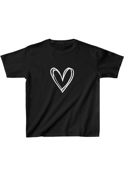 Çocuk Kız Baskılı T-Shirt - Siyah