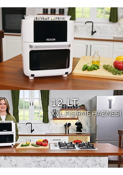 Xxl Airfryer Yağsız Fritöz Tavuk Çevirme Izgara 360° Dönüş 12 Lt Kapasite 7 Farklı Aparat fiyatları