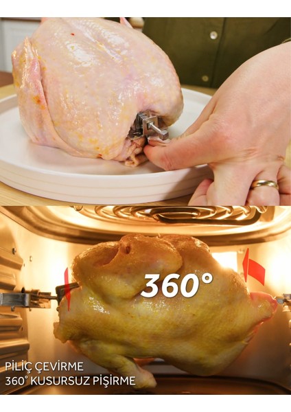 Xxl Airfryer Yağsız Fritöz Tavuk Çevirme Izgara 360° Dönüş 12 Lt Kapasite 7 Farklı Aparat modelleri