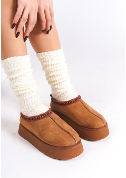 Kadın Rose Içi Tüylü Düz Taban Ayakkabı - Yarım Bot Taba fiyatları