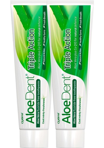 Aloe Dent Aloe Vera ile 3 Etkili Diş Macunu Florür ve Sls Içermeyen Doğal Beyazlık , 100 ml x 2 Adet