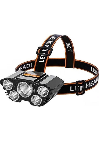 4 Modlu Kafa Lambası USB Şarj Edilebilir Feneri Dahili Pilli Su Geçirmez