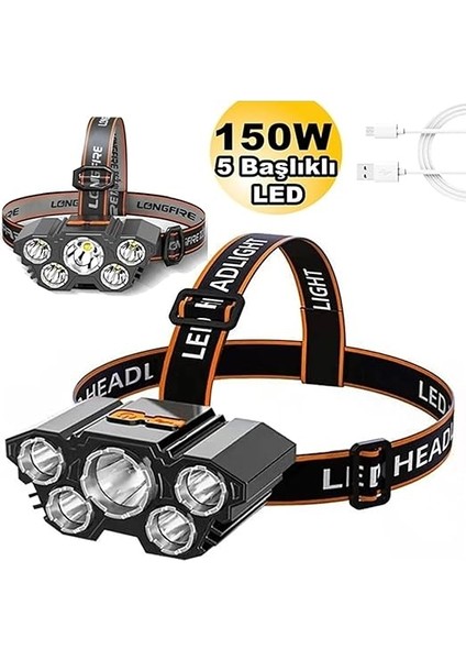 4 Modlu Kafa Lambası USB Şarj Edilebilir Feneri Dahili Pilli Su Geçirmez fiyatları